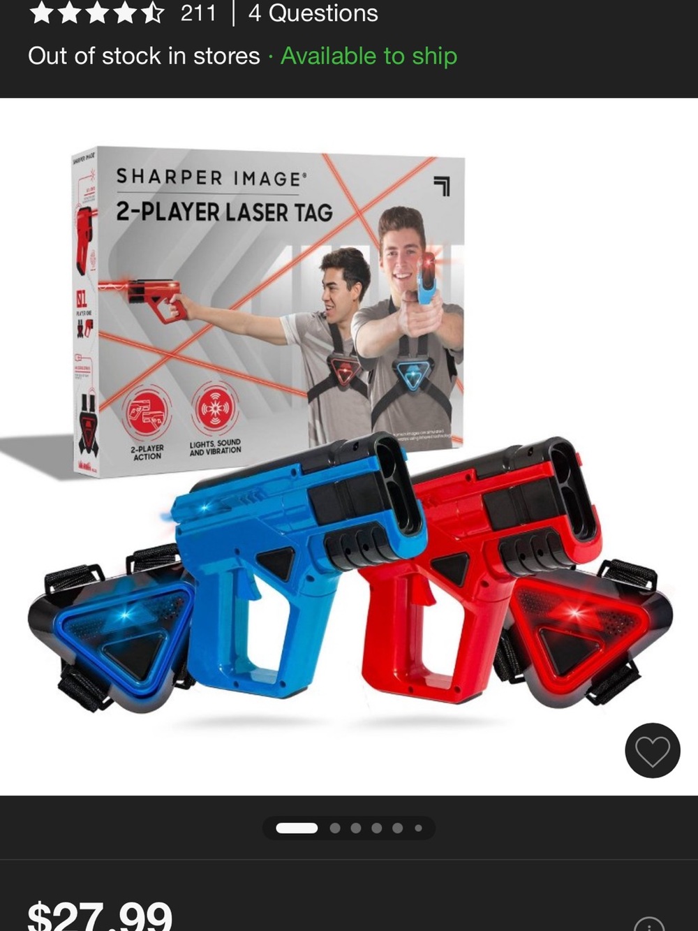 Sharper Image 2-Player Laser Tag Set – Red & Blue Blasters